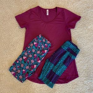 Lularoe Bundle of Classic Tee and 2 leggings